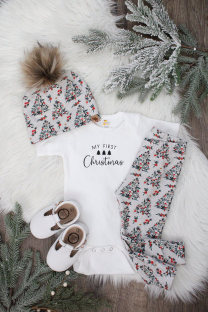 Floral Christmas Tree Beanie