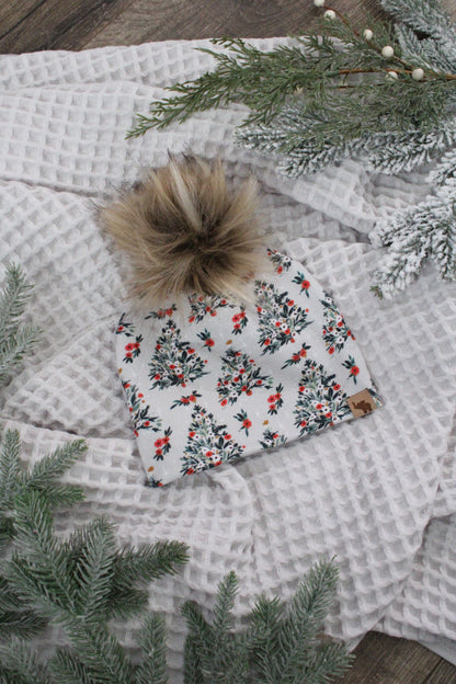 Floral Christmas Tree Beanie