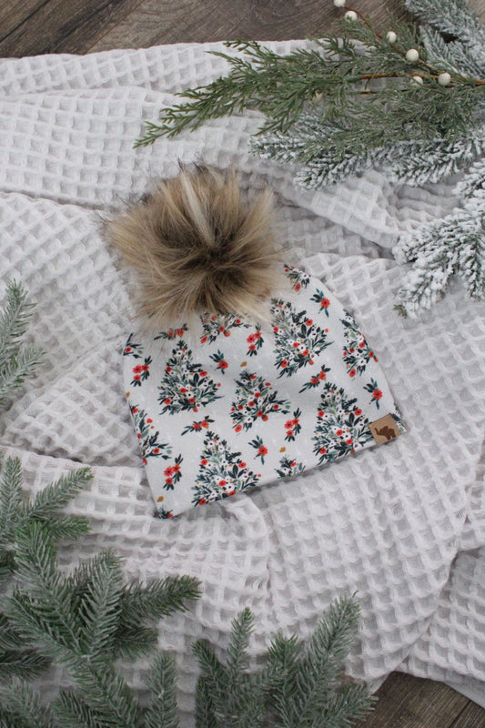 Floral Christmas Tree Beanie