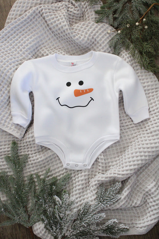 Snowman Baby Sweatshirt Bubble Romper