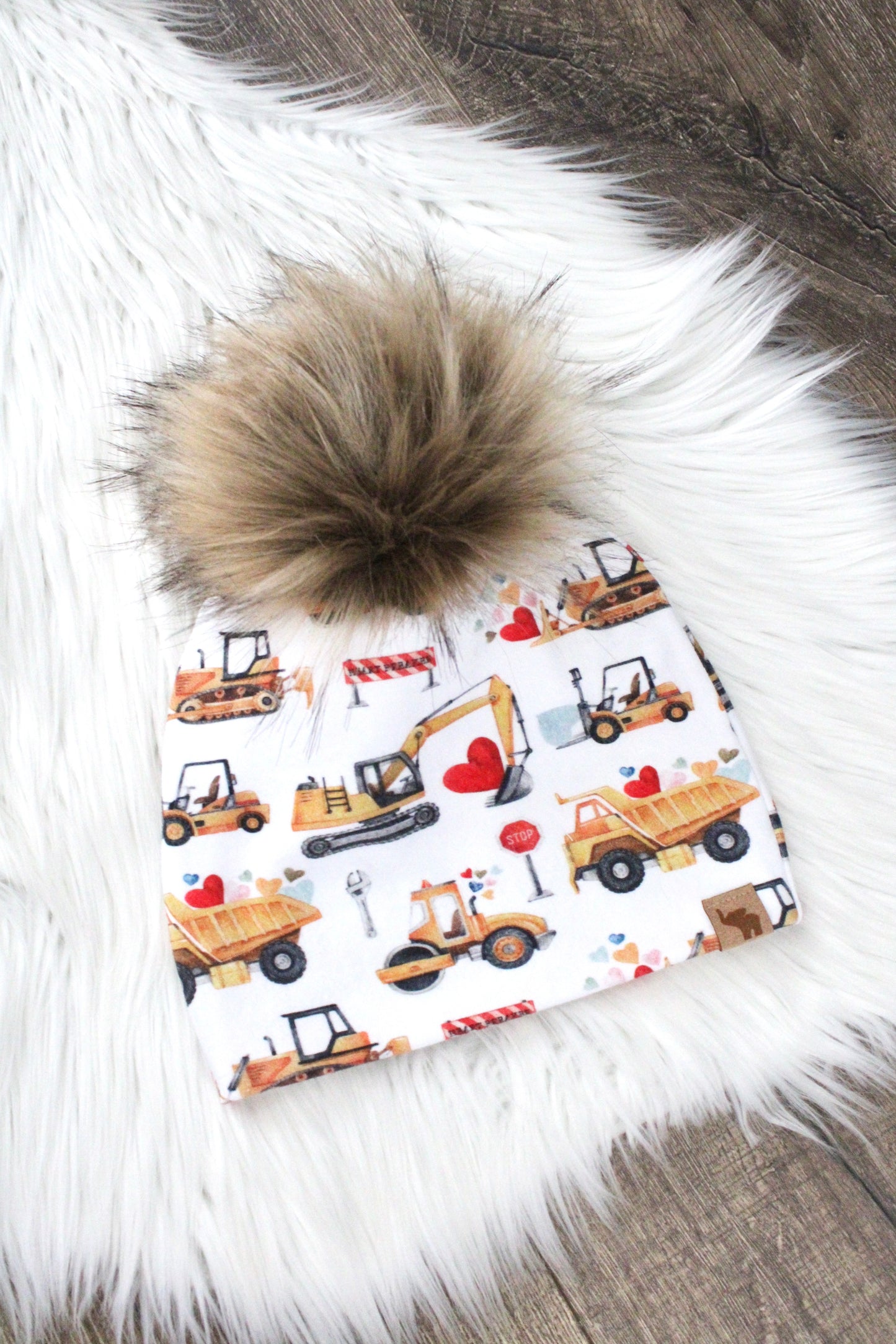 Valentine Dump Trucks Pom Beanie