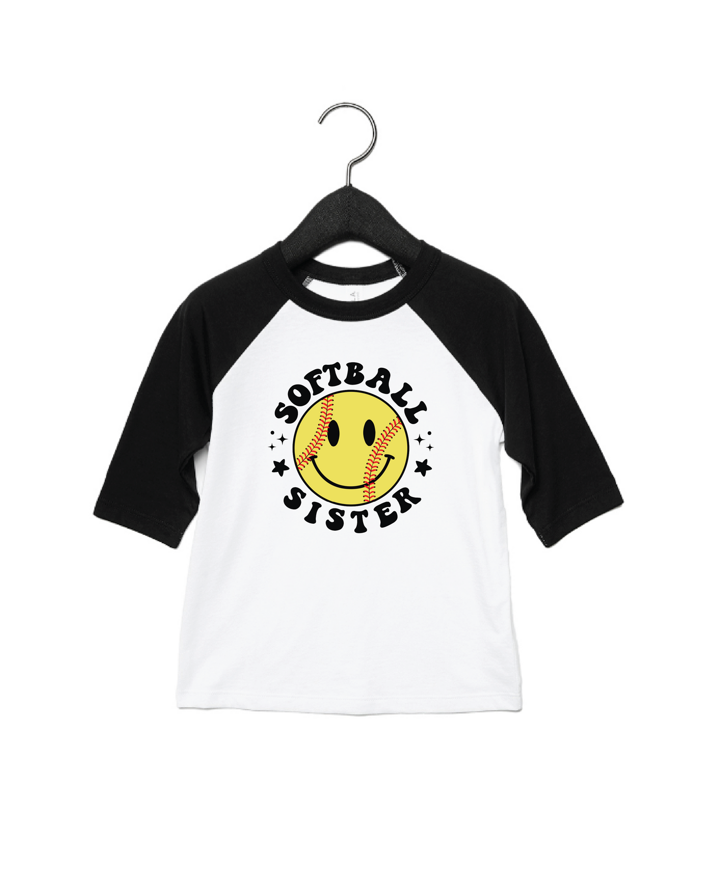 Softball Smiley Sibling Raglan Tee