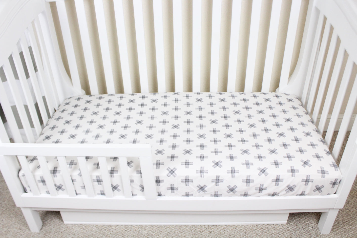 Monochrome Cross Crib Sheet or Changing Pad Cover