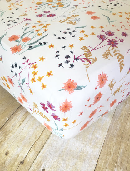 Wild Bloom Crib Sheet or Changing Pad Cover