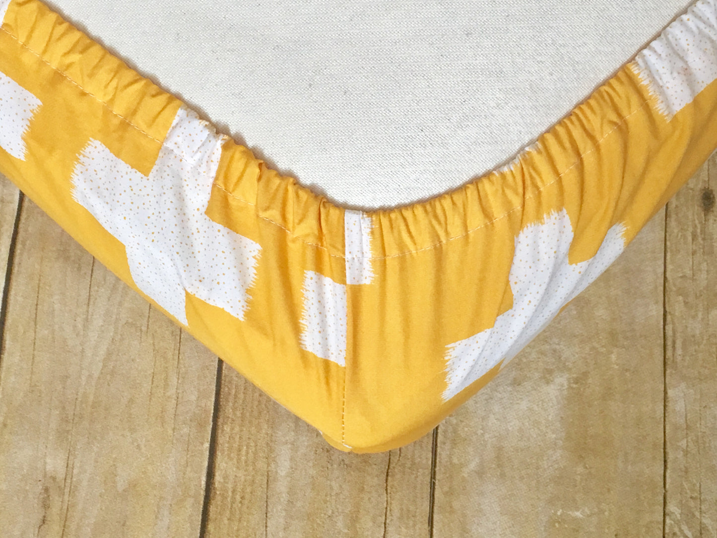 Mustard Crosses Crib Sheet or Changing Pad Cover