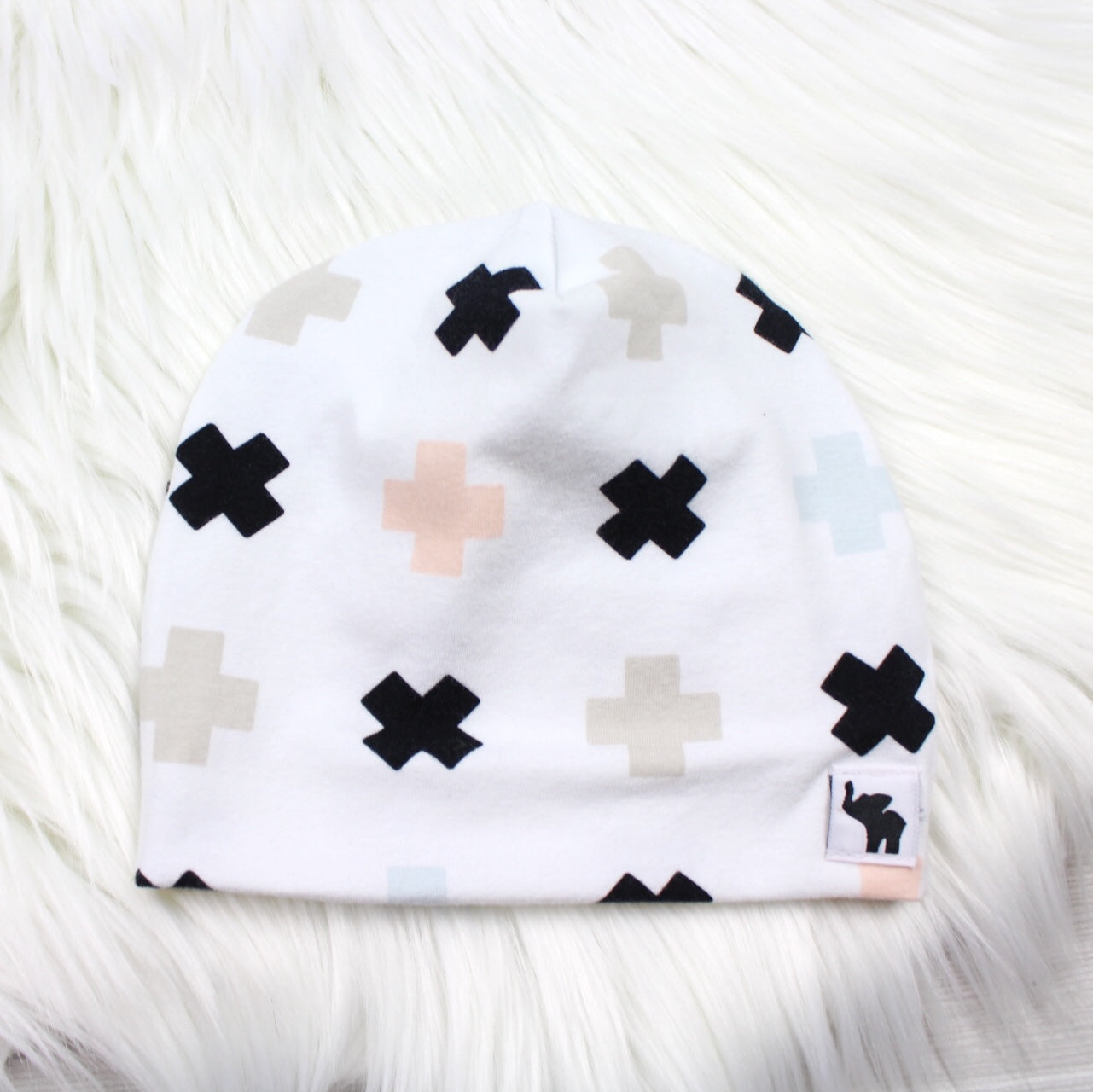 Pink/Blue Crosses Swaddle Blanket