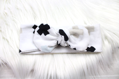 Pink/Blue Crosses Swaddle Blanket