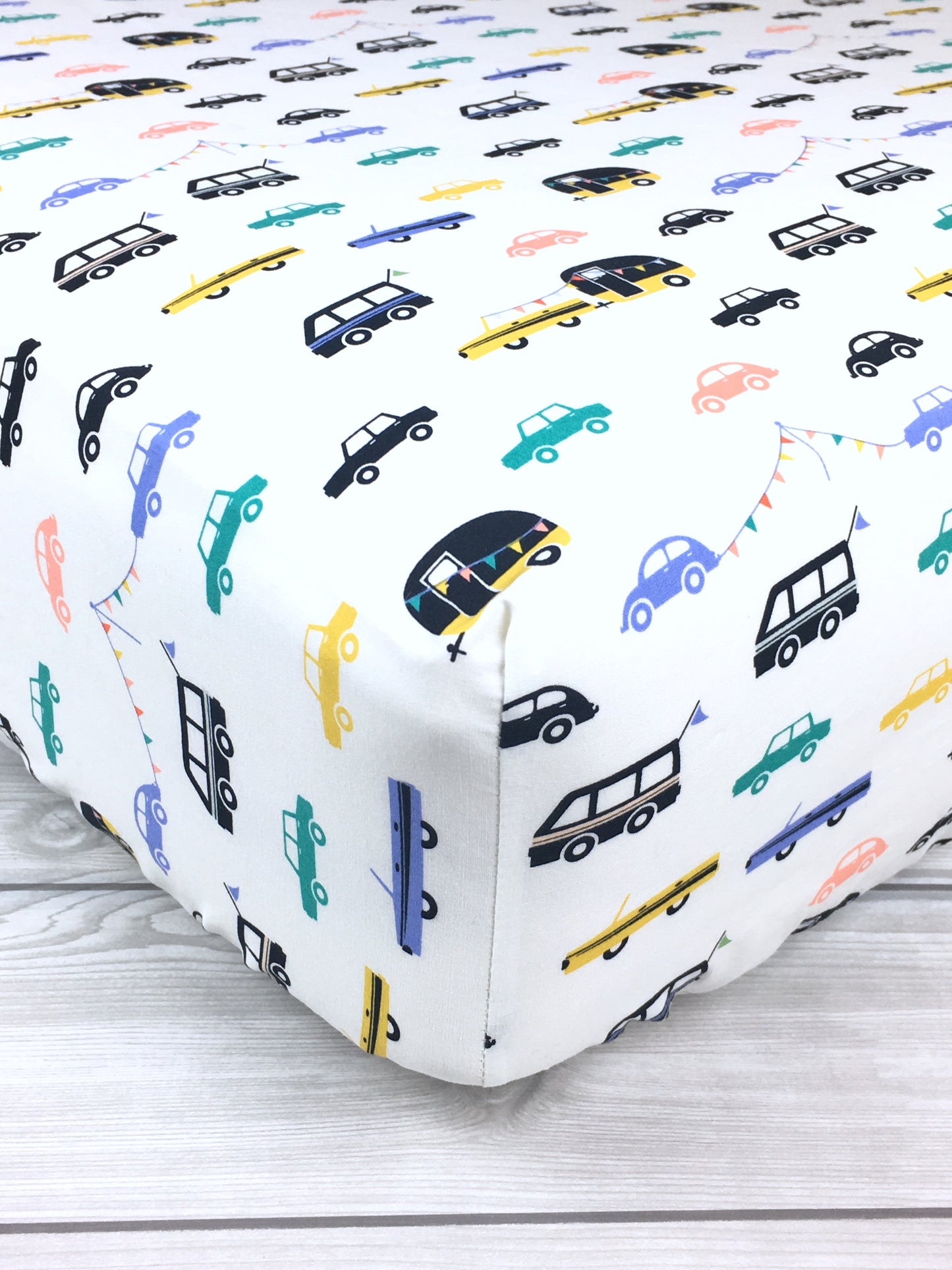 Cars and Campers Crib Sheet or Changing Pad Cover
