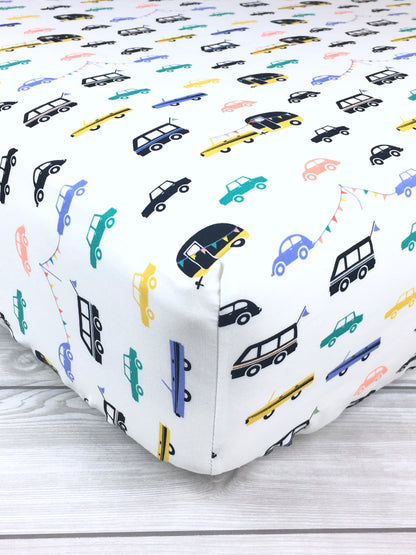 Cars and Campers Crib Sheet or Changing Pad Cover
