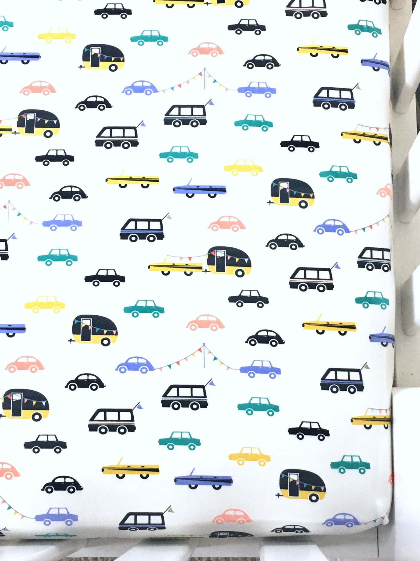 Cars and Campers Crib Sheet or Changing Pad Cover