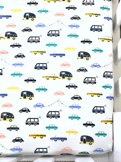 Cars and Campers Crib Sheet or Changing Pad Cover