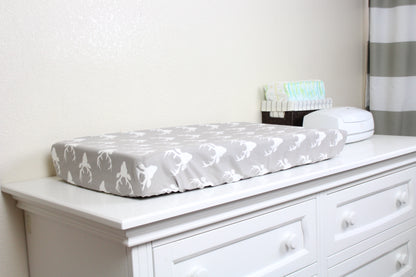 Gray Bucks Crib Sheet or Changing Pad Cover