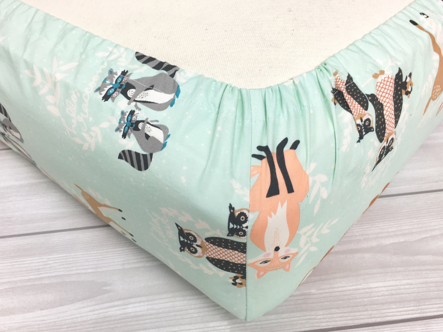 Mint Hello Bear Crib Sheet or Changing Pad Cover