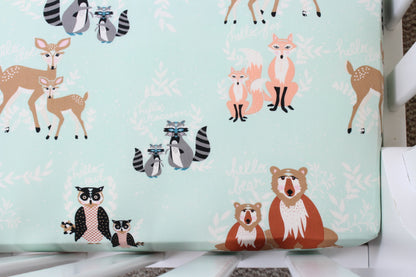 Mint Hello Bear Crib Sheet or Changing Pad Cover