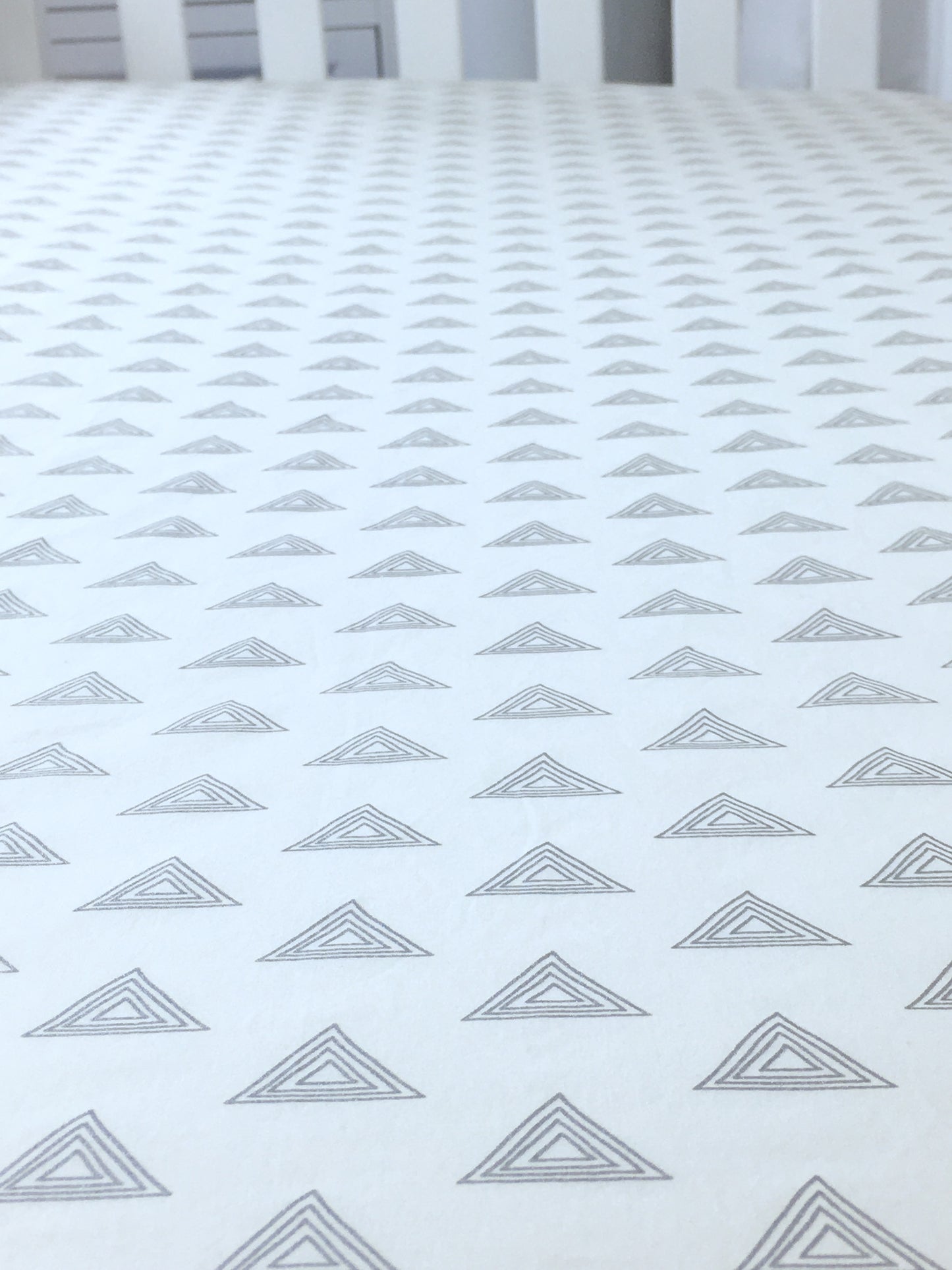 Gray Triangles Crib Sheet or Changing Pad Cover