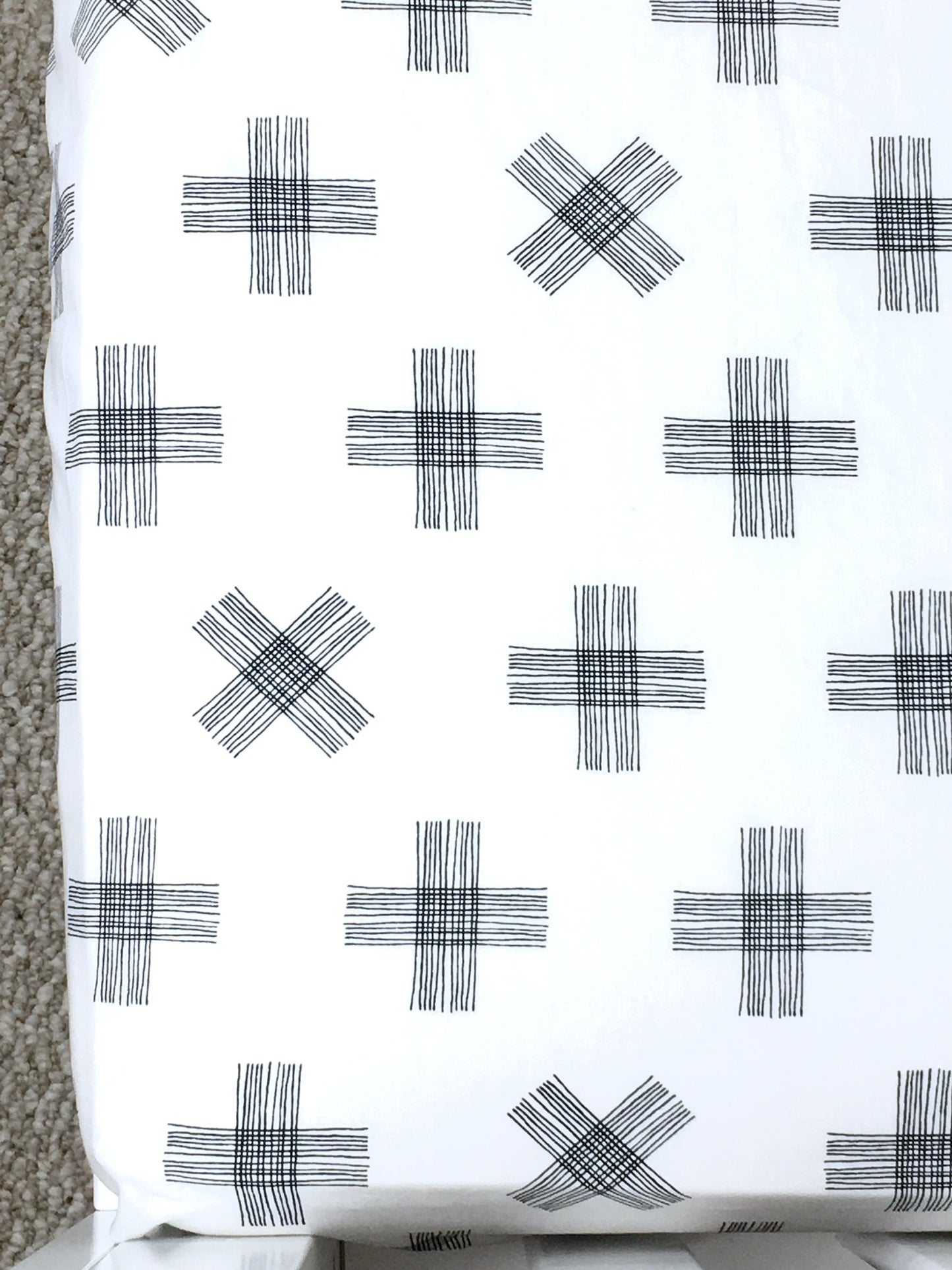 Monochrome Cross Crib Sheet or Changing Pad Cover