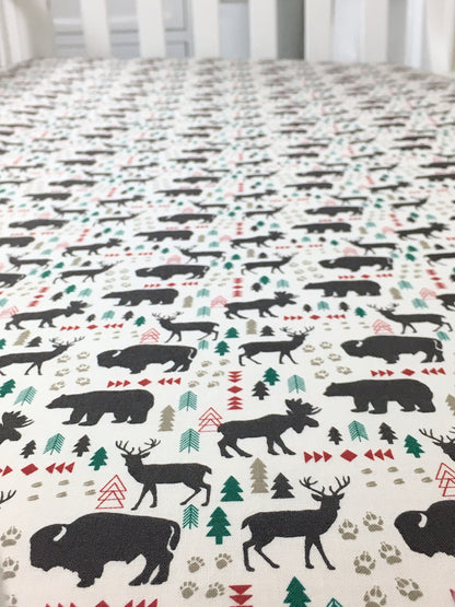 Woodland Animals Crib Sheet or Changing Pad Cover
