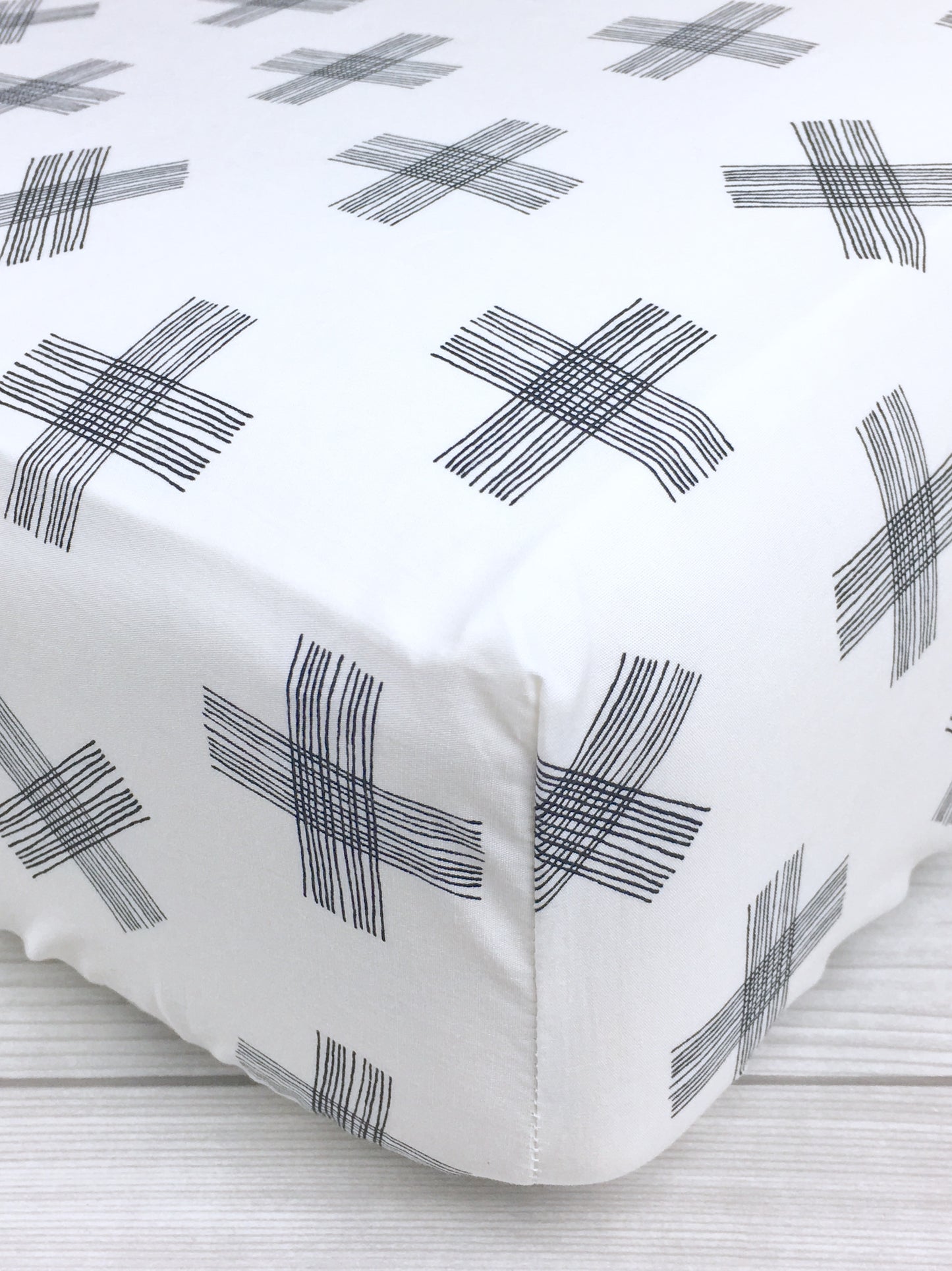 Monochrome Cross Crib Sheet or Changing Pad Cover