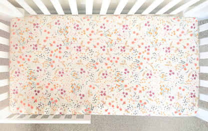Wild Bloom Crib Sheet or Changing Pad Cover