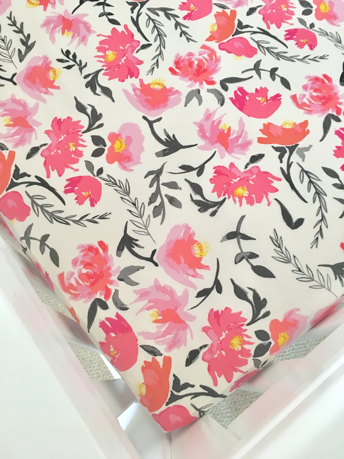 Pink Watercolor Peonies Crib Sheet or Changing Pad Cover