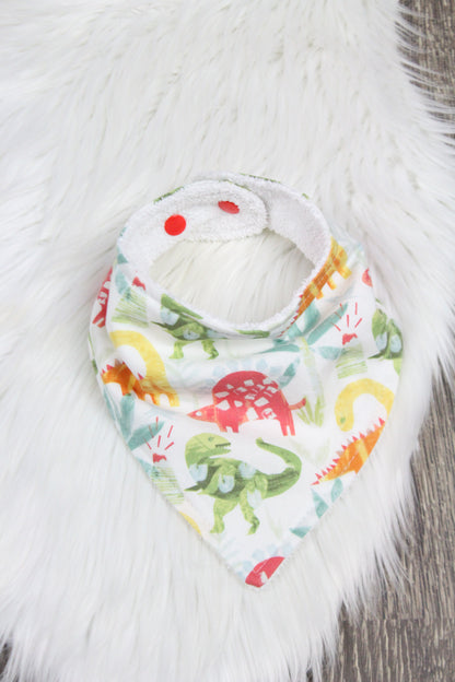 Colorful Dinos Bibdana and Burp Cloth