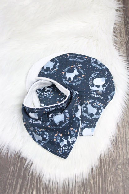 Navy Woodland Bibdana and Burp Cloth