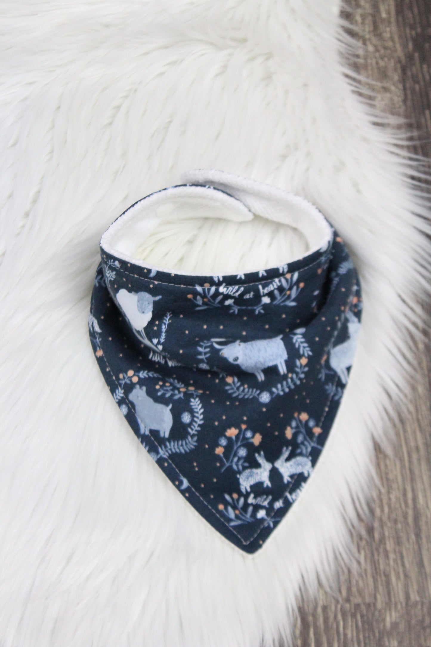 Navy Woodland Bibdana and Burp Cloth