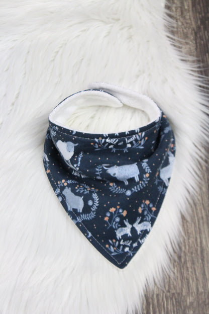 Navy Woodland Bibdana and Burp Cloth