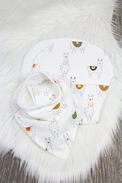 Llamas Bidbana and Burp Cloth