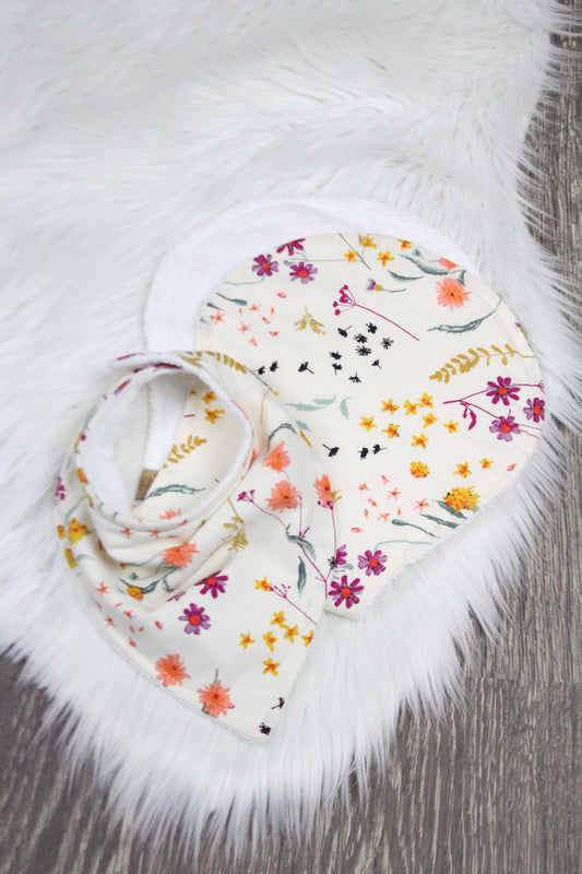 Wild Blooms Bibdana and Burp Cloth