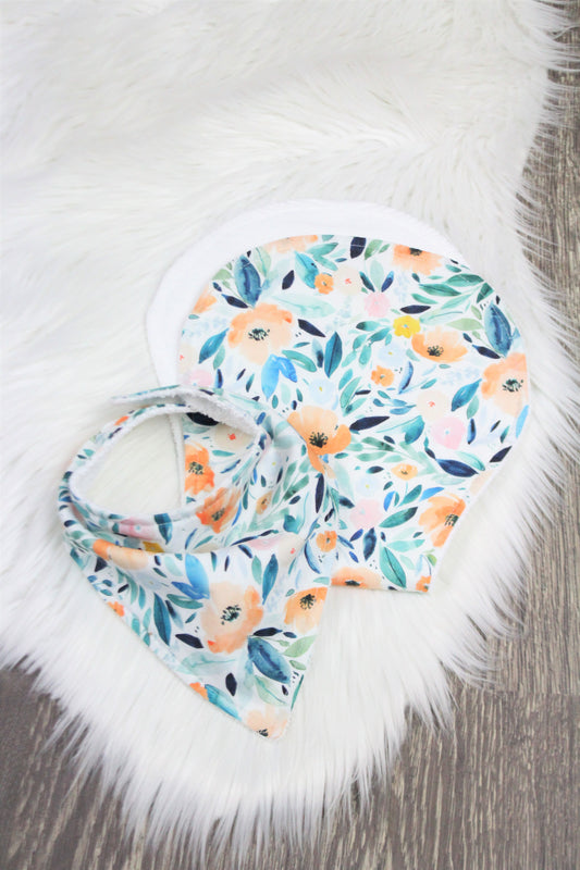 Watercolor Floral Bibdana and Burp Cloth