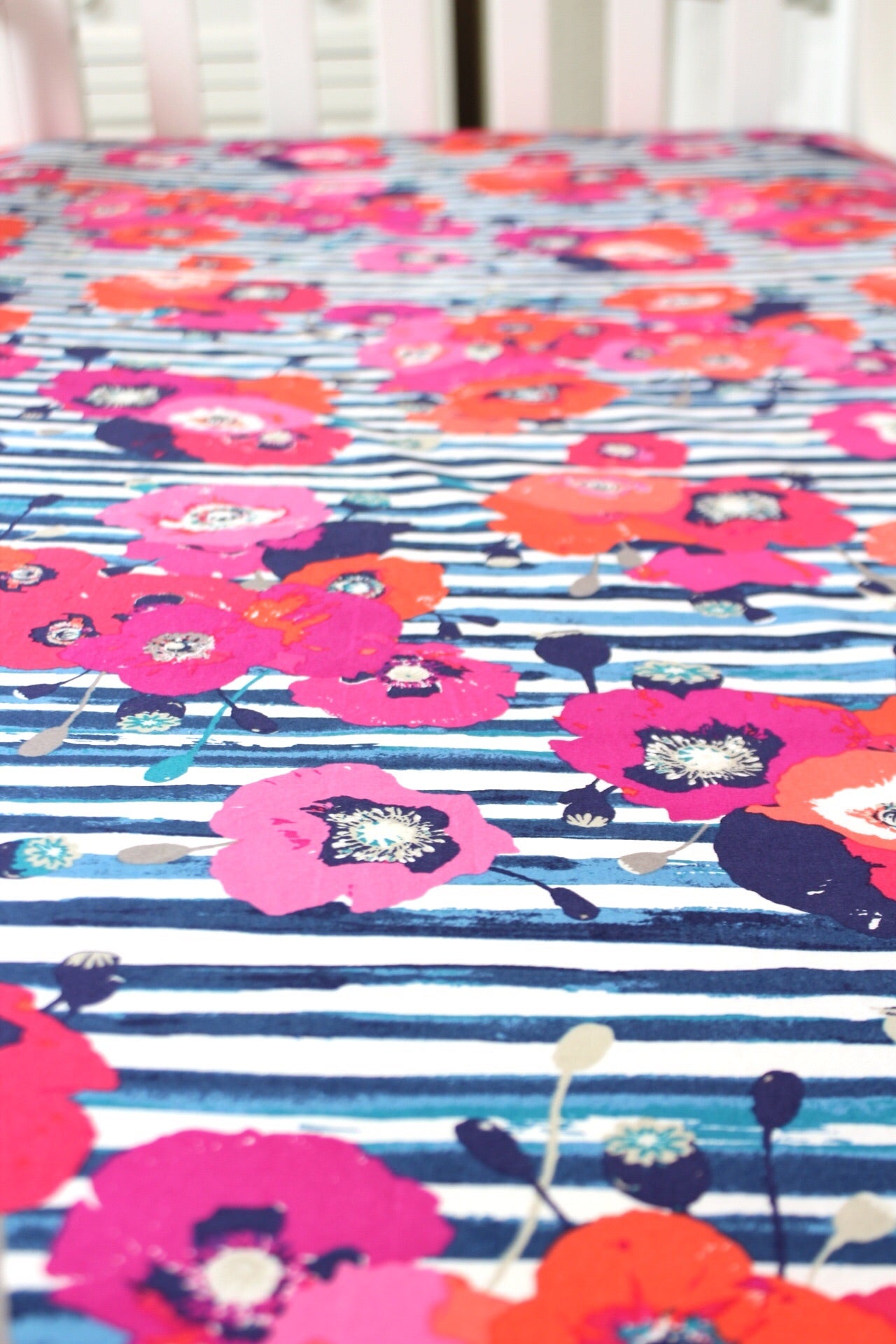 Poppies and Stripes Crib Sheet or Changing Pad Cover