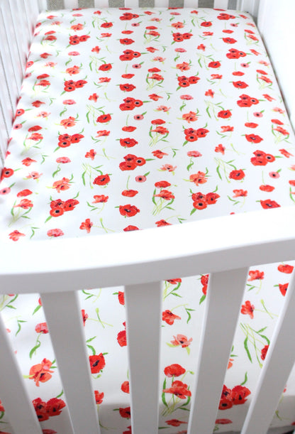 Poppies Crib Sheet or Changing Pad Cover