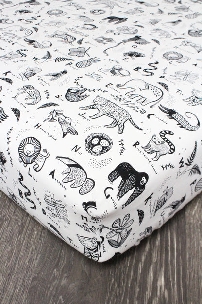 ABC Animals Crib Sheet or Changing Pad Cover