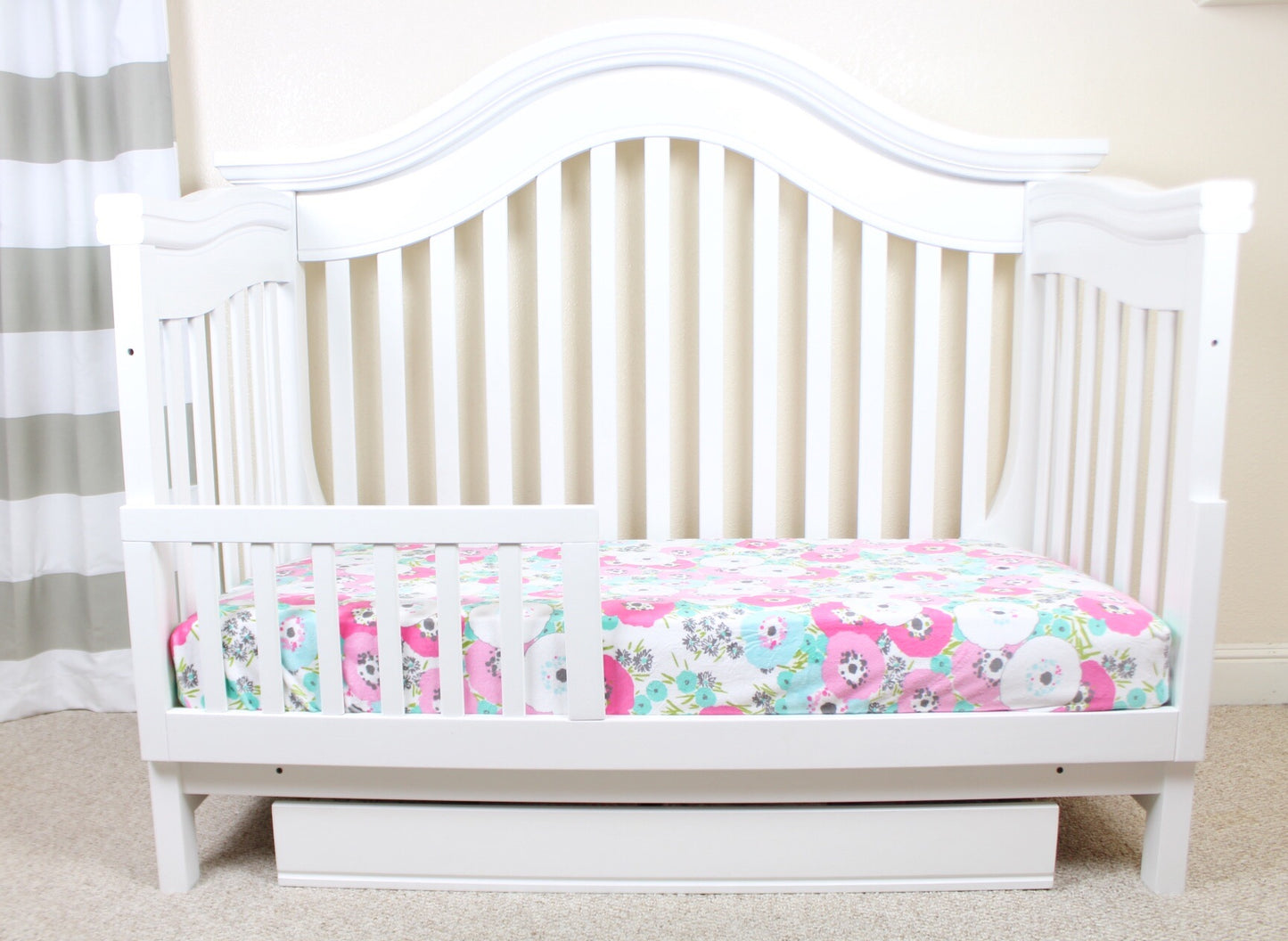 Pink Poppies Minky Crib Sheet or Changing Pad Cover