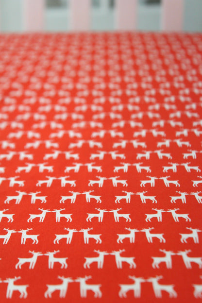 Red Reindeer Crib Sheet or Changing Pad Cover