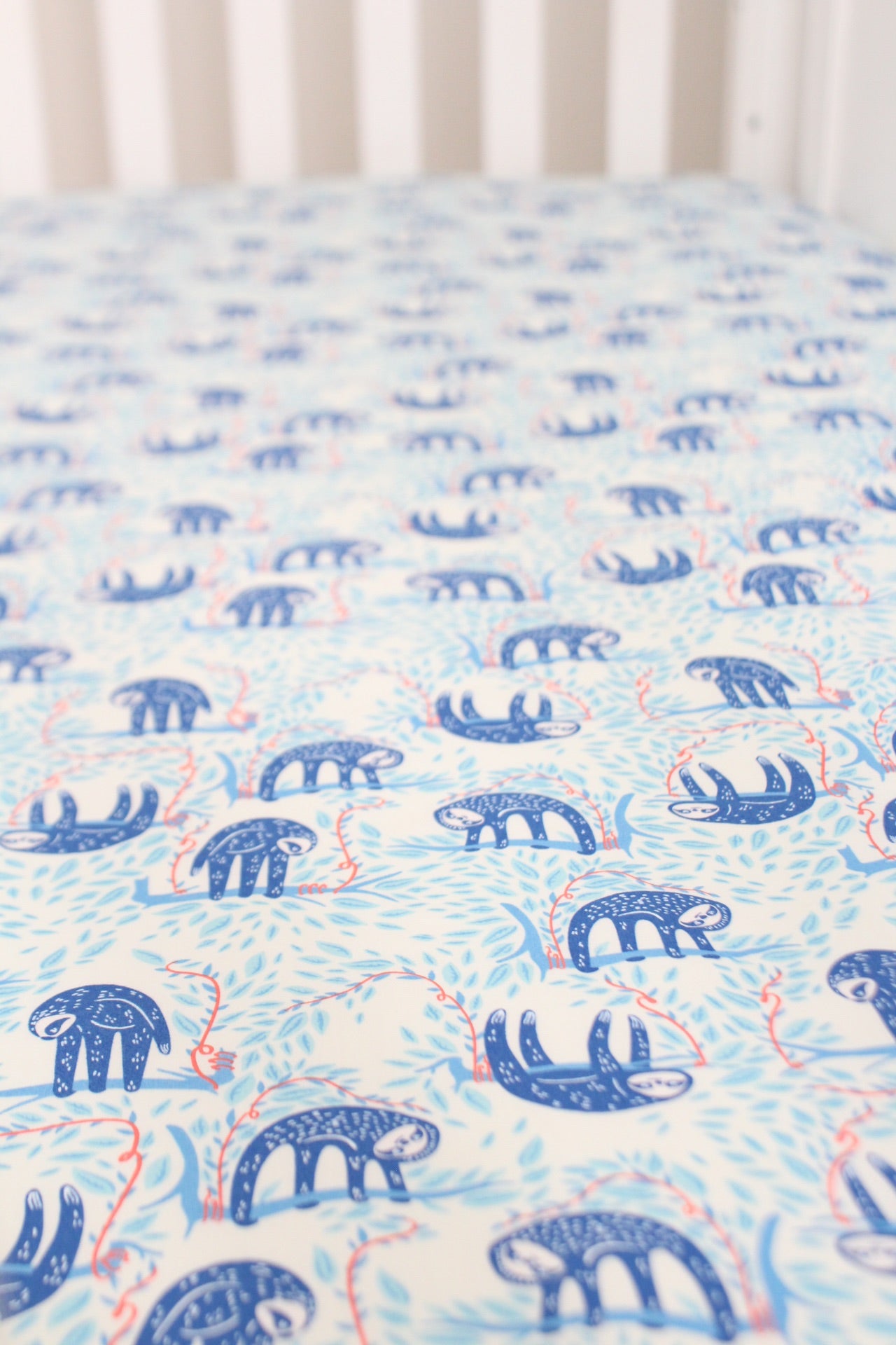 Blue Sloths Crib Sheet or Changing Pad Cover