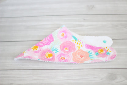 Pink Floral Bibdana and Burp Cloth
