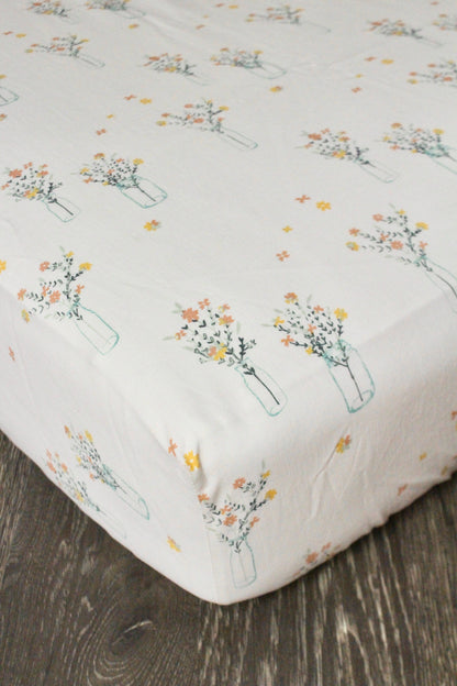 Fresh Wildflowers Crib Sheet or Changing Pad Cover