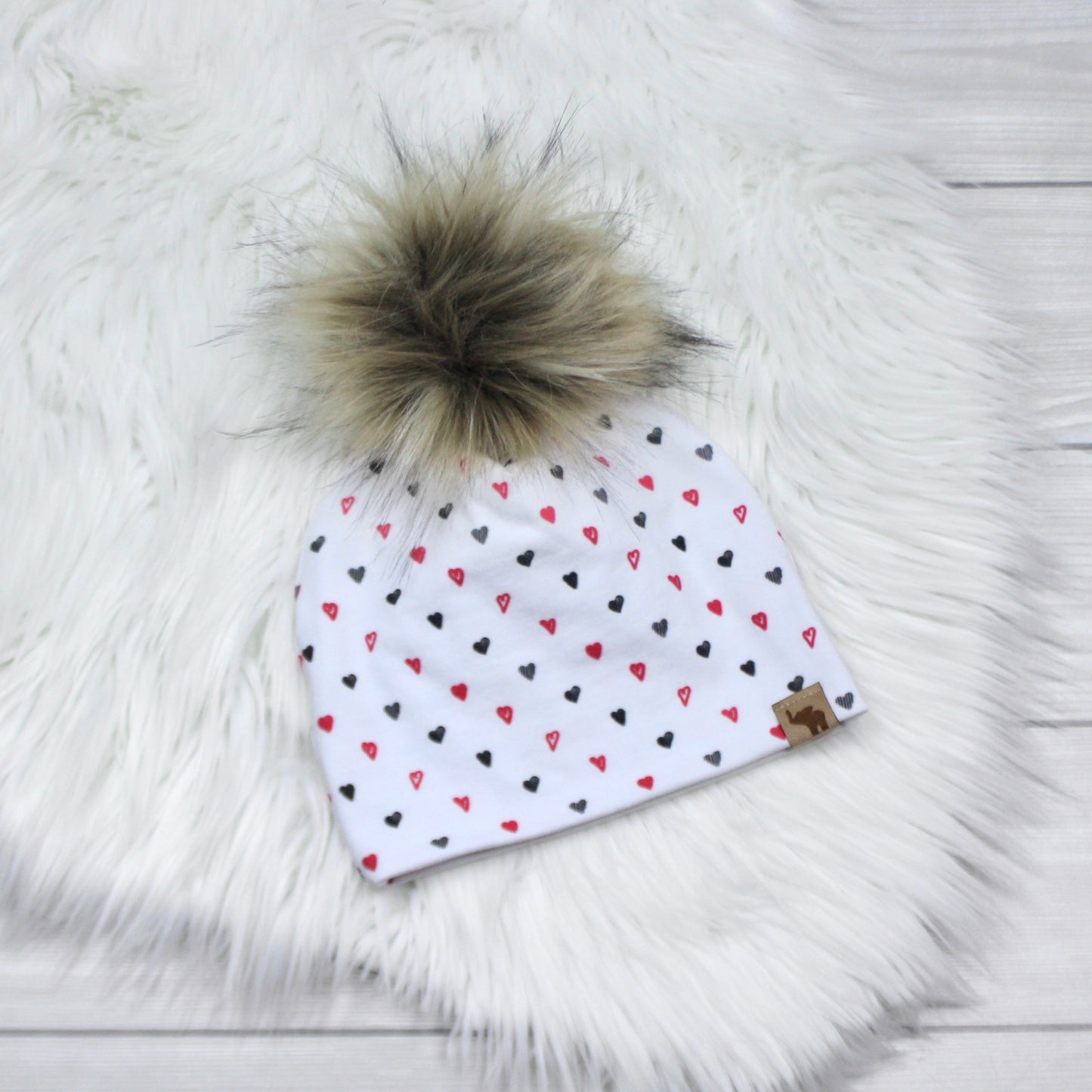 Red and Black Heart Beanie