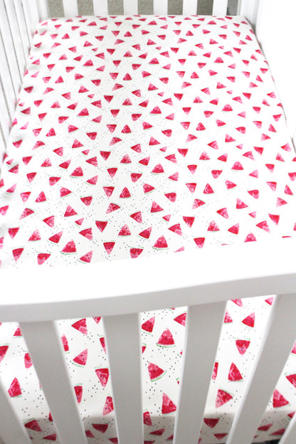 Watercolor Watermelons Crib Sheet or Changing Pad Cover