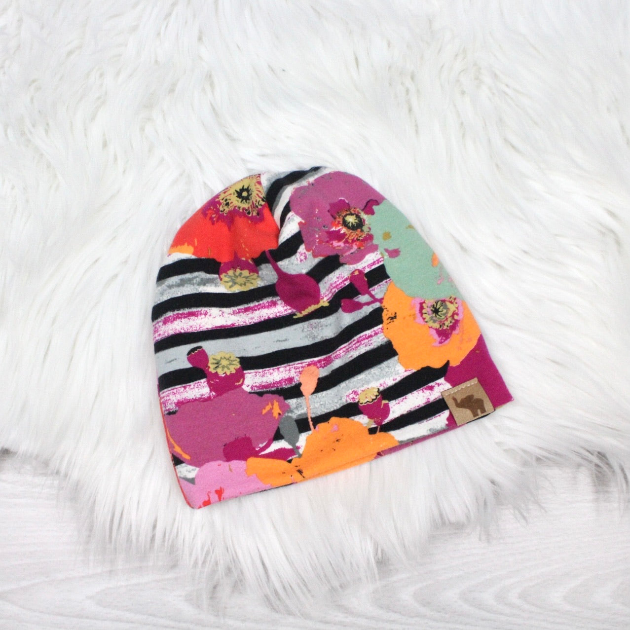 Fall Poppies and Stripes Swaddle Blanket