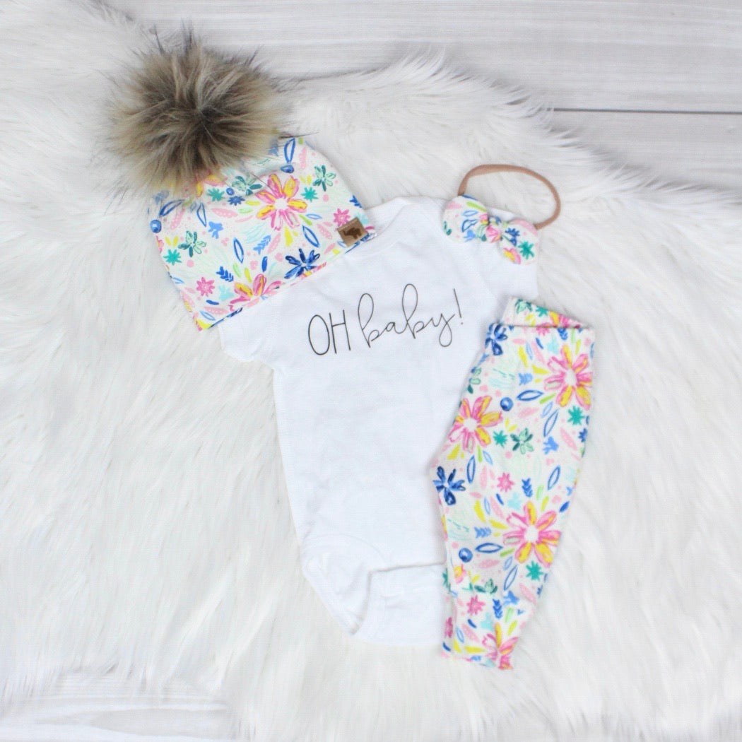 Bright Floral Coming Home Outfit