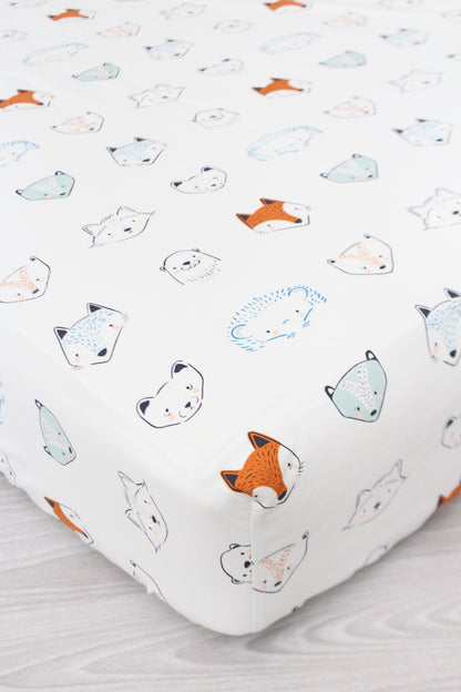 Rustic Woodland Animals Crib Sheet or Changing Pad Cover