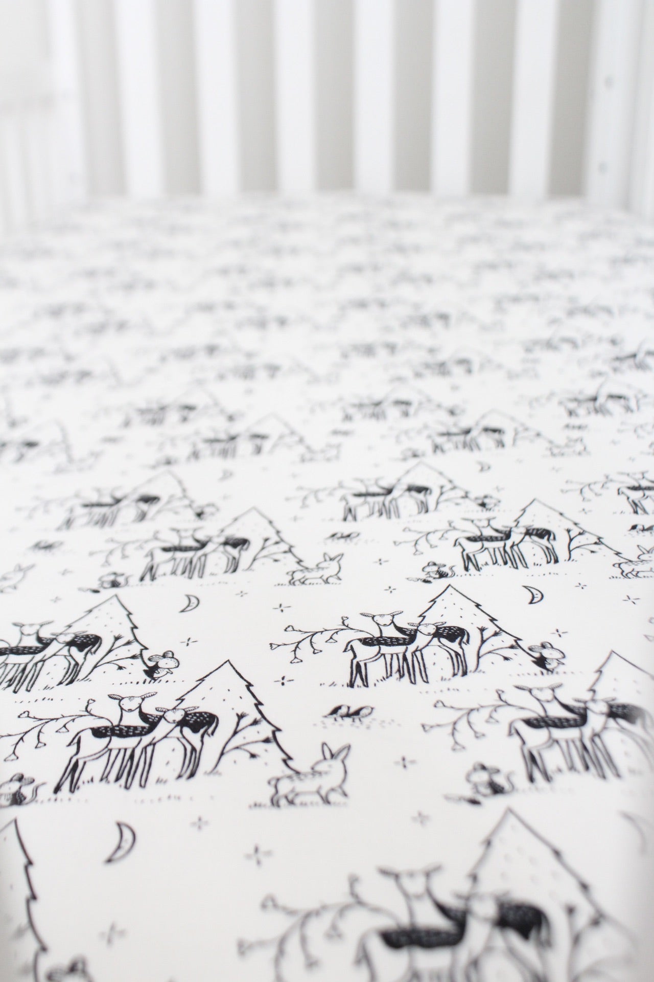 Monochrome Deer Crib Sheet or Changing Pad Cover