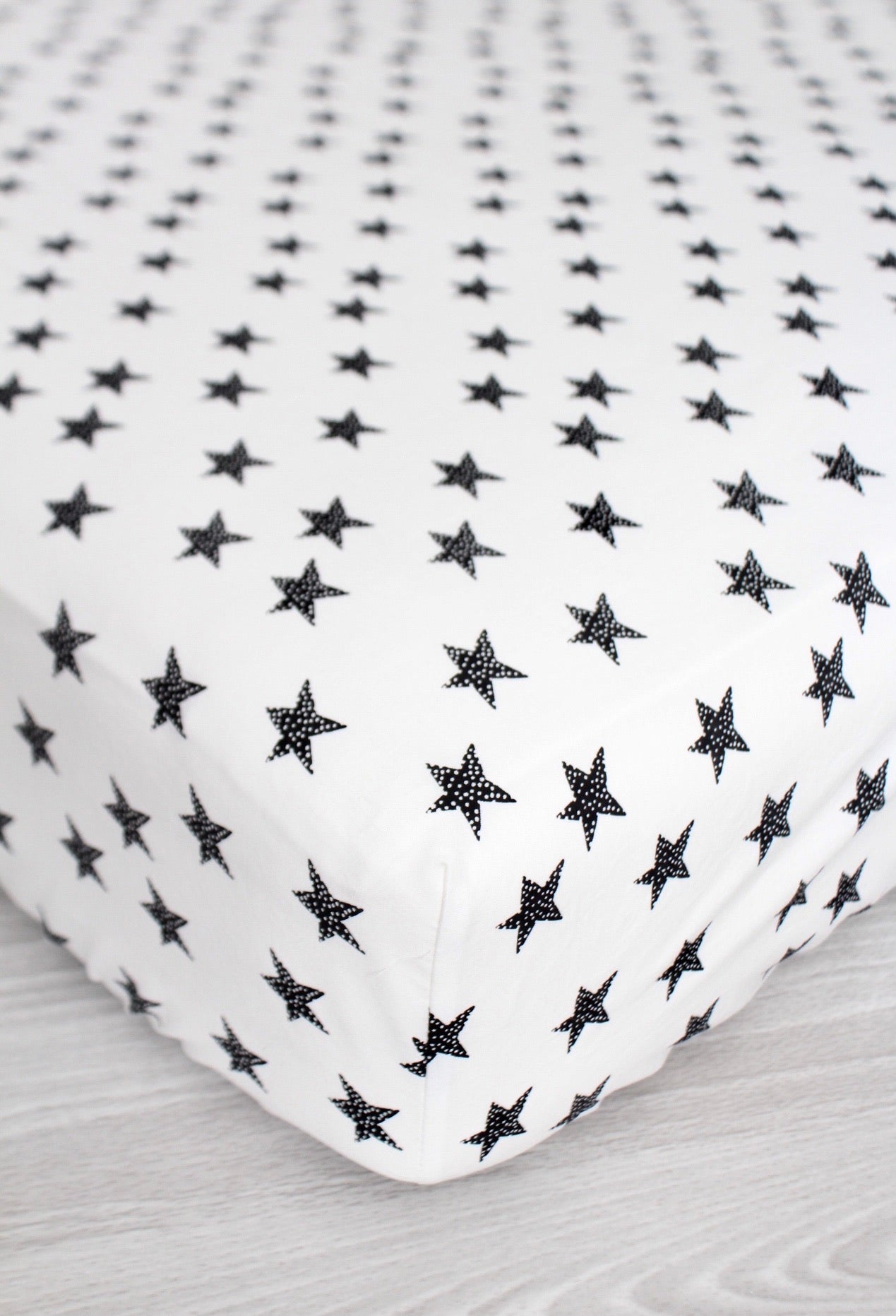 Monochrome Stars Crib Sheet or Changing Pad Cover