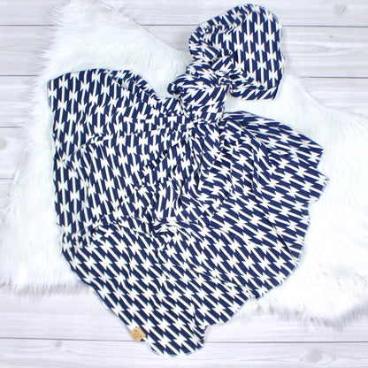 Navy Aztec Swaddle Blanket