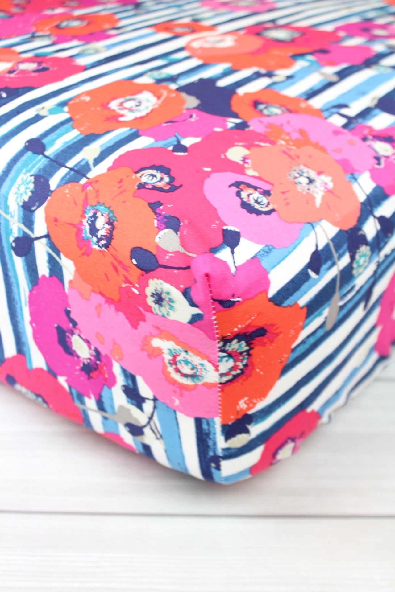 Poppies and Stripes Crib Sheet or Changing Pad Cover