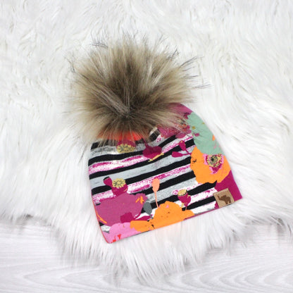Fall Poppies and Stripes Swaddle Blanket