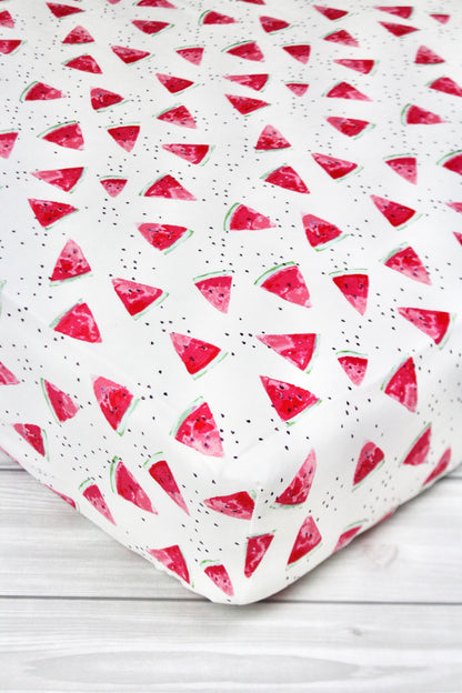 Watercolor Watermelons Crib Sheet or Changing Pad Cover
